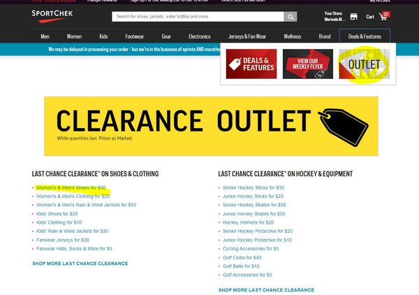 sport chek clearance