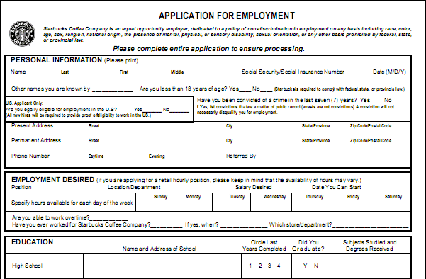 starbucks canada job application