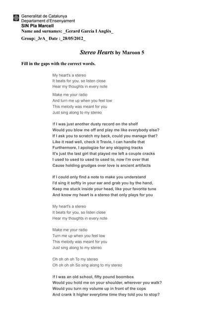 stereo hearts lyrics