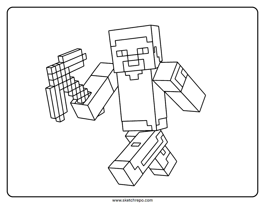 steve from minecraft coloring page