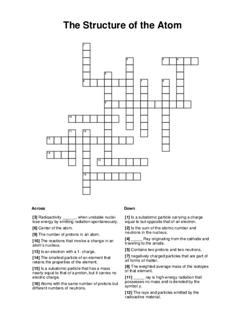 subatomic particle crossword puzzle