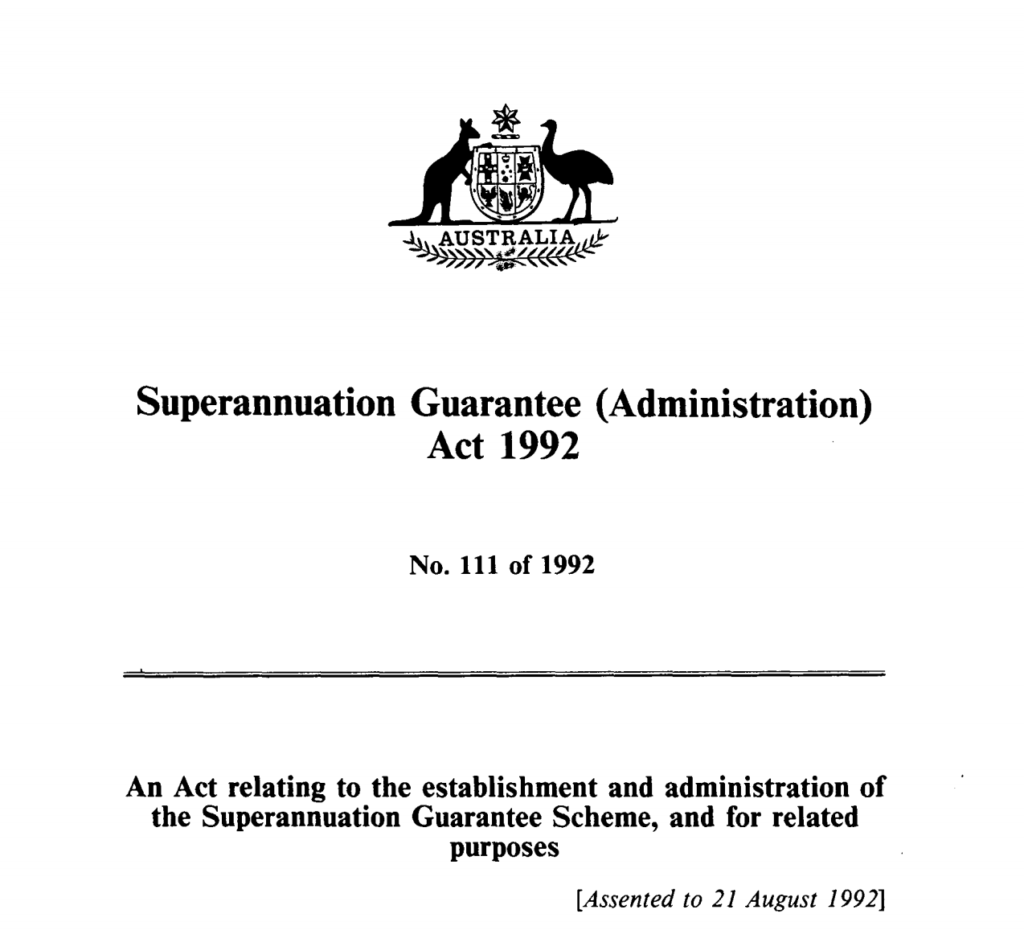 superannuation guarantee administration act 1992