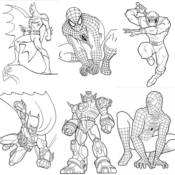 superheroes colouring in