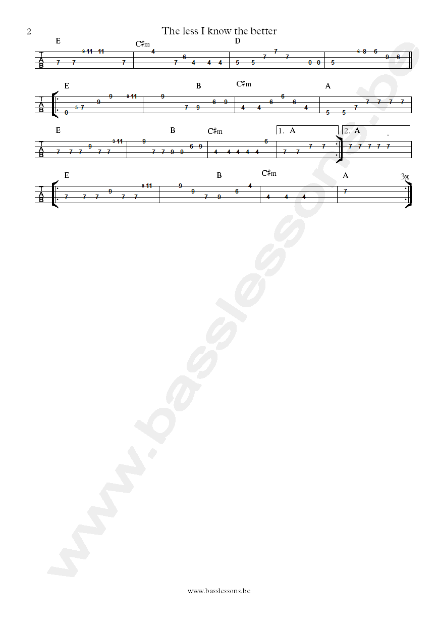 tame impala the less i know the better bass tab