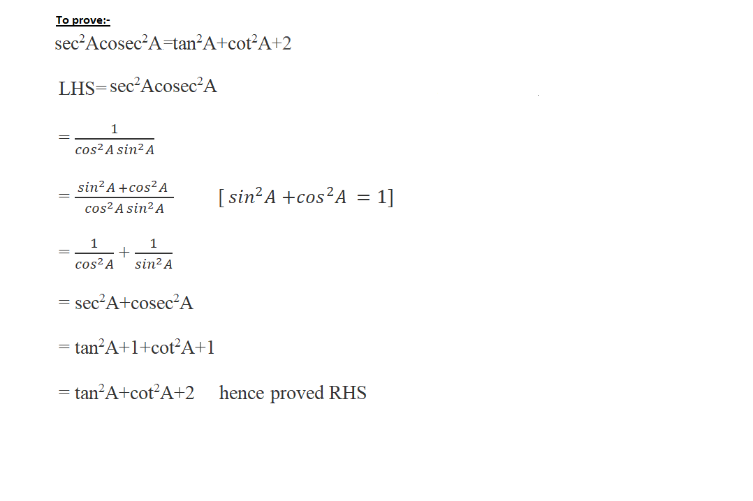 tan2a cot2a 2 sec2a cosec2a