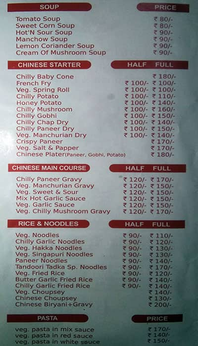 tandoori tadka menu