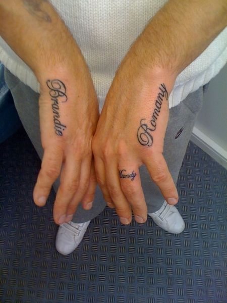 tattoos of names on hand