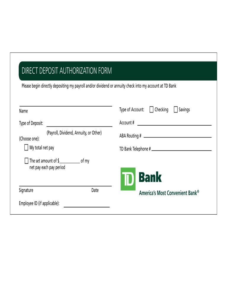 td bank direct deposits