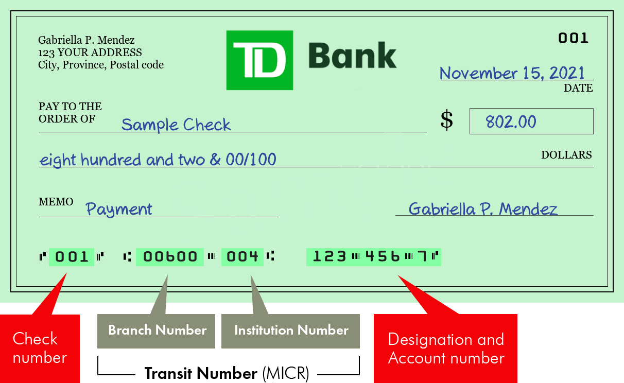 td branch code