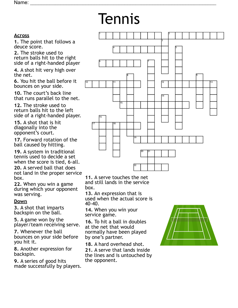 tennis term crossword clue