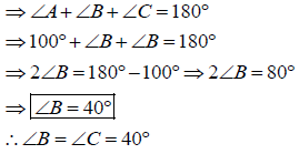 the vertical angle of an isosceles triangle is 100 degree