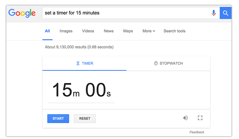 timer for 15 minutes