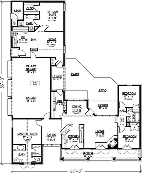 two separate living quarter house plans with attached guest house