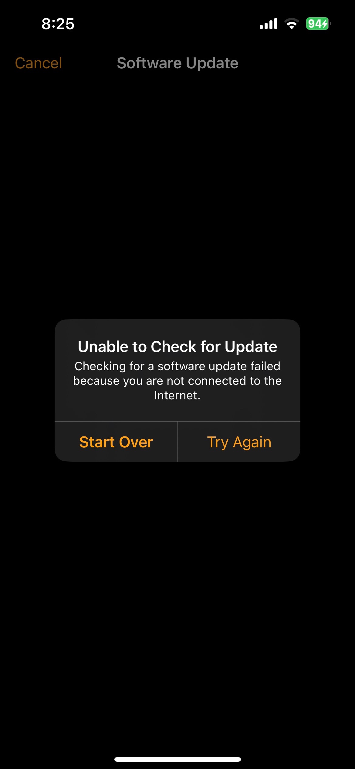 unable to check for update apple watch