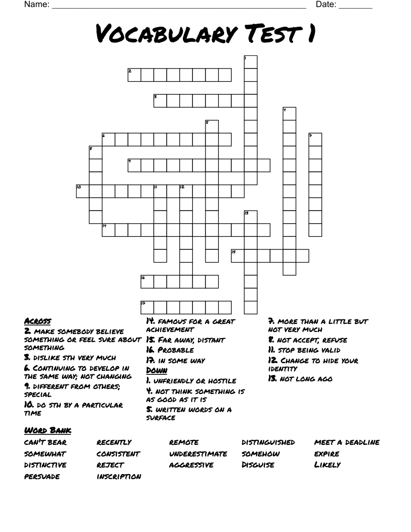 unfriendly or hostile crossword