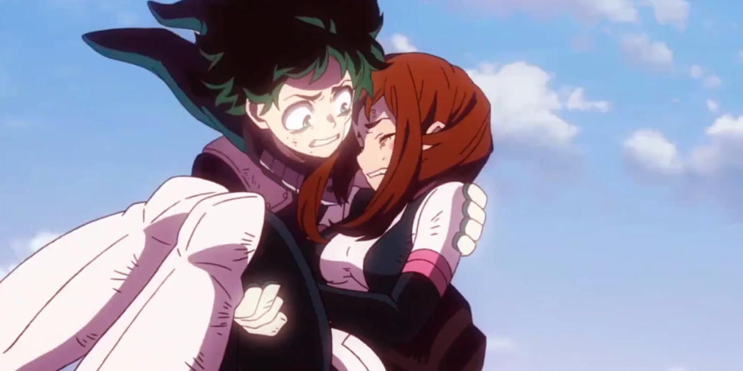 uraraka hugs deku