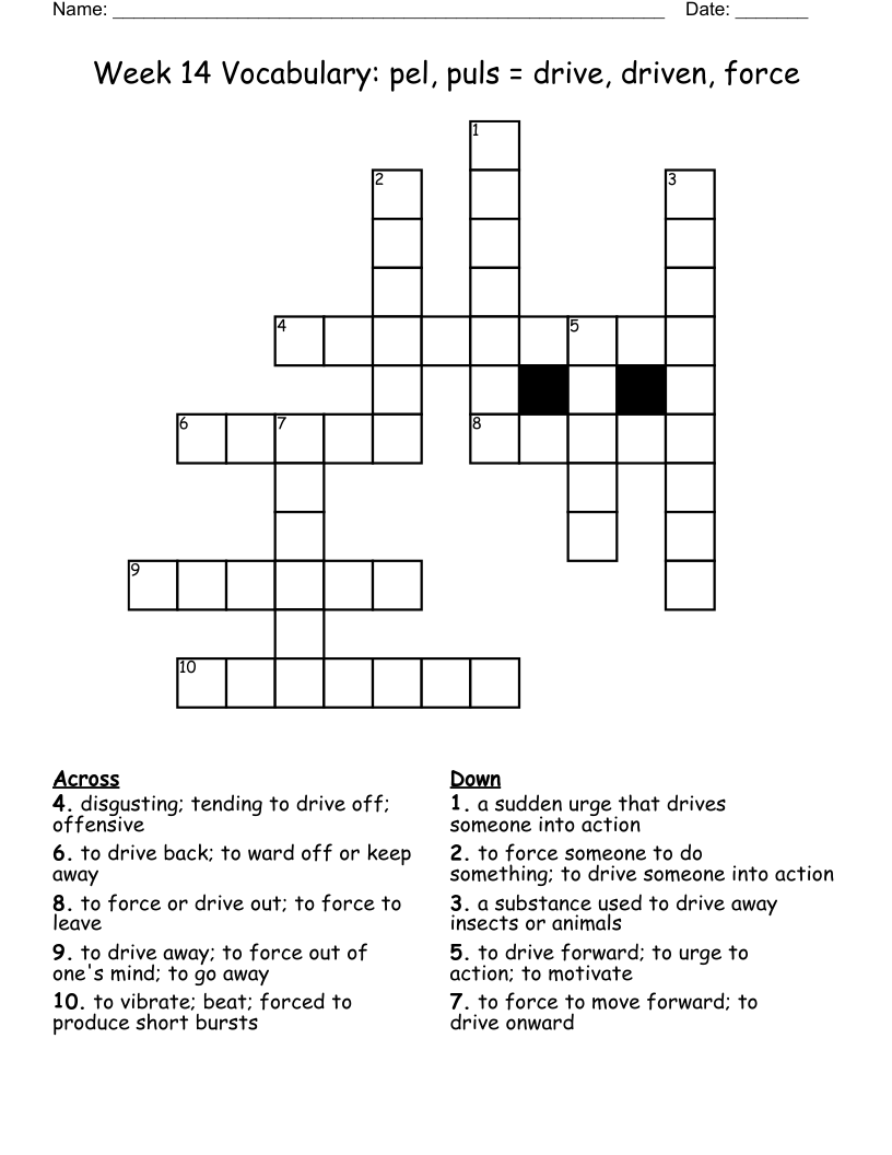 urge on crossword puzzle clue
