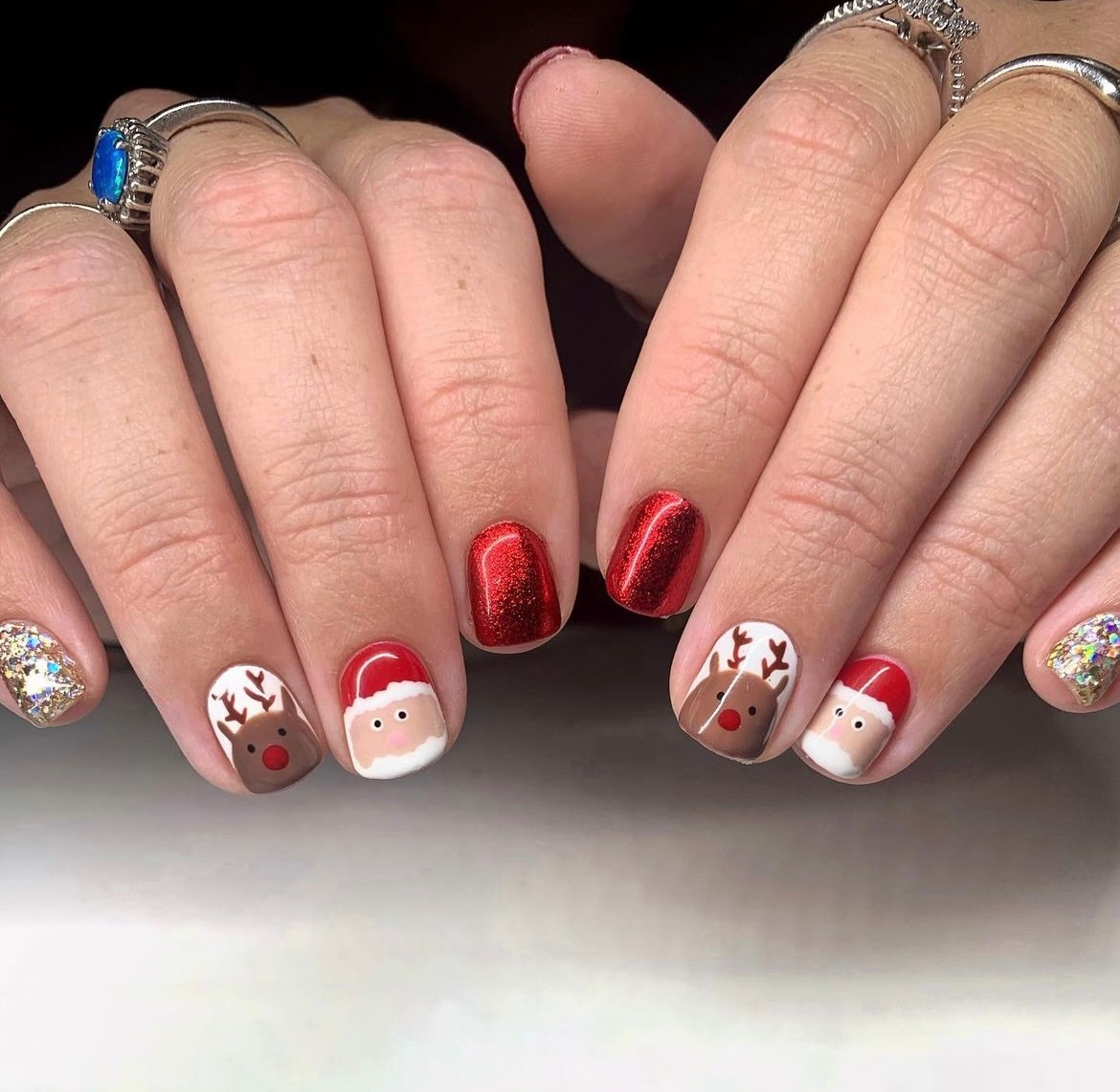 uñas de gel navideñas