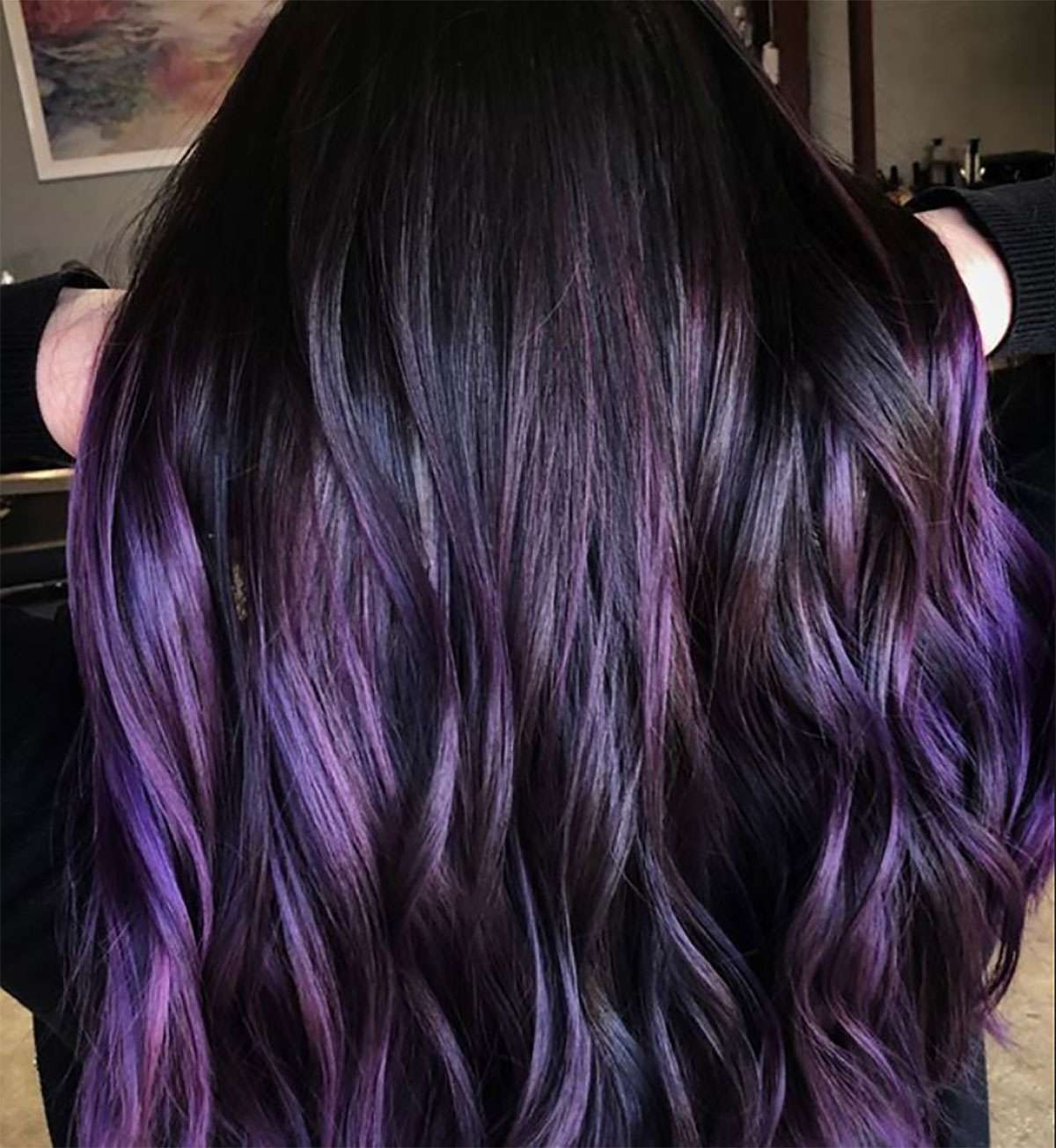 violet highlights on black hair