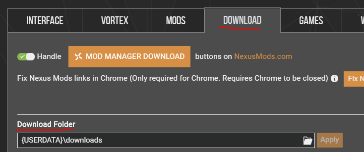 vortex default download location