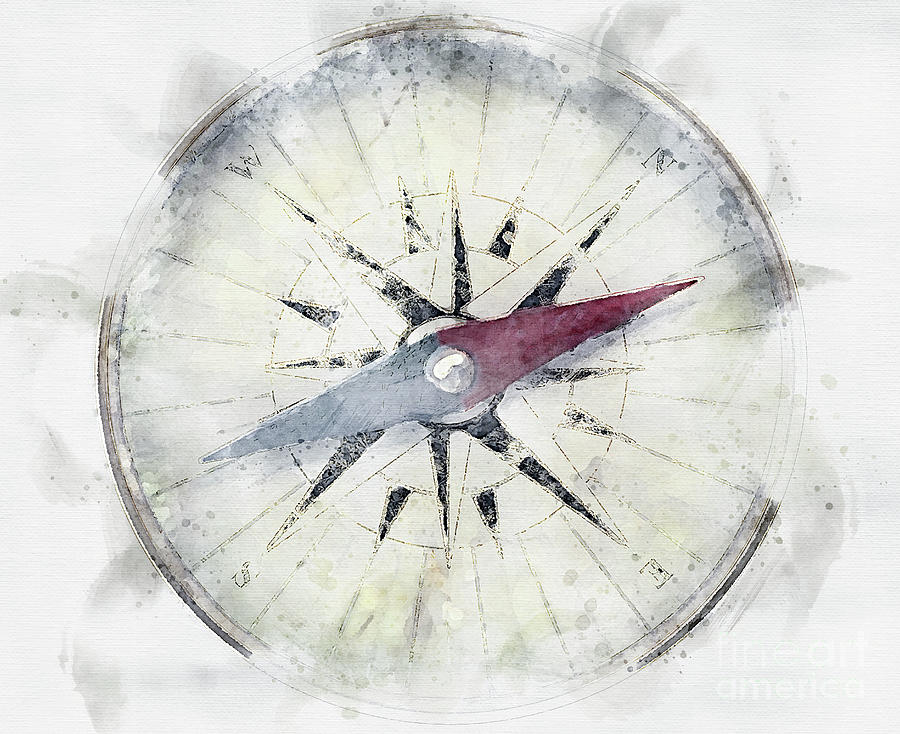 watercolor compass