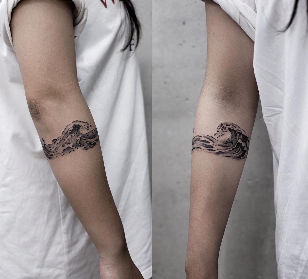 wave armband tattoo