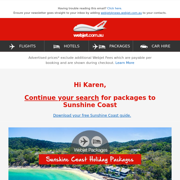 webjet melbourne to sunshine coast