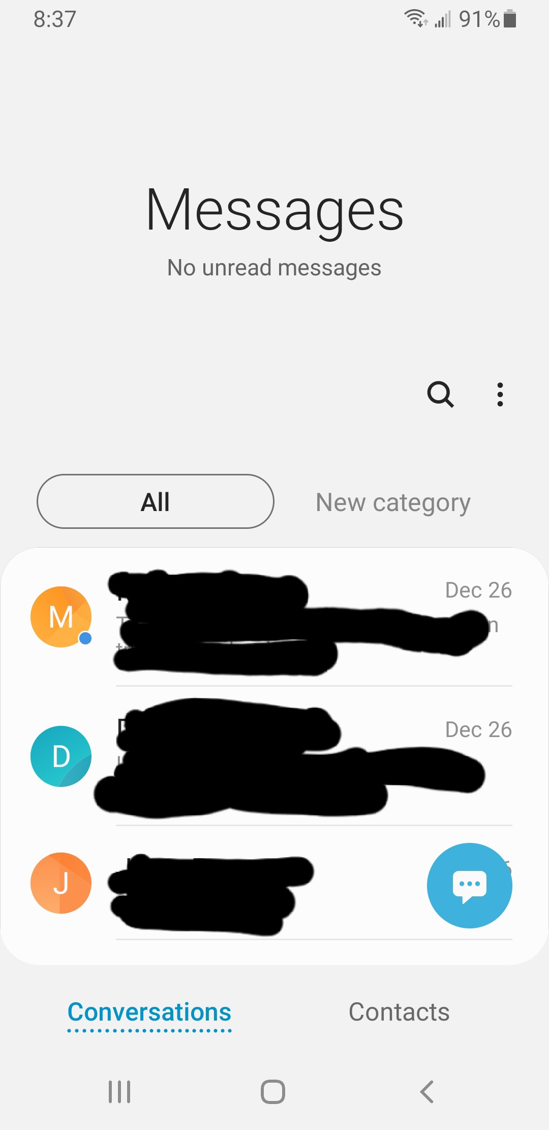 what does the blue dot mean on samsung text message