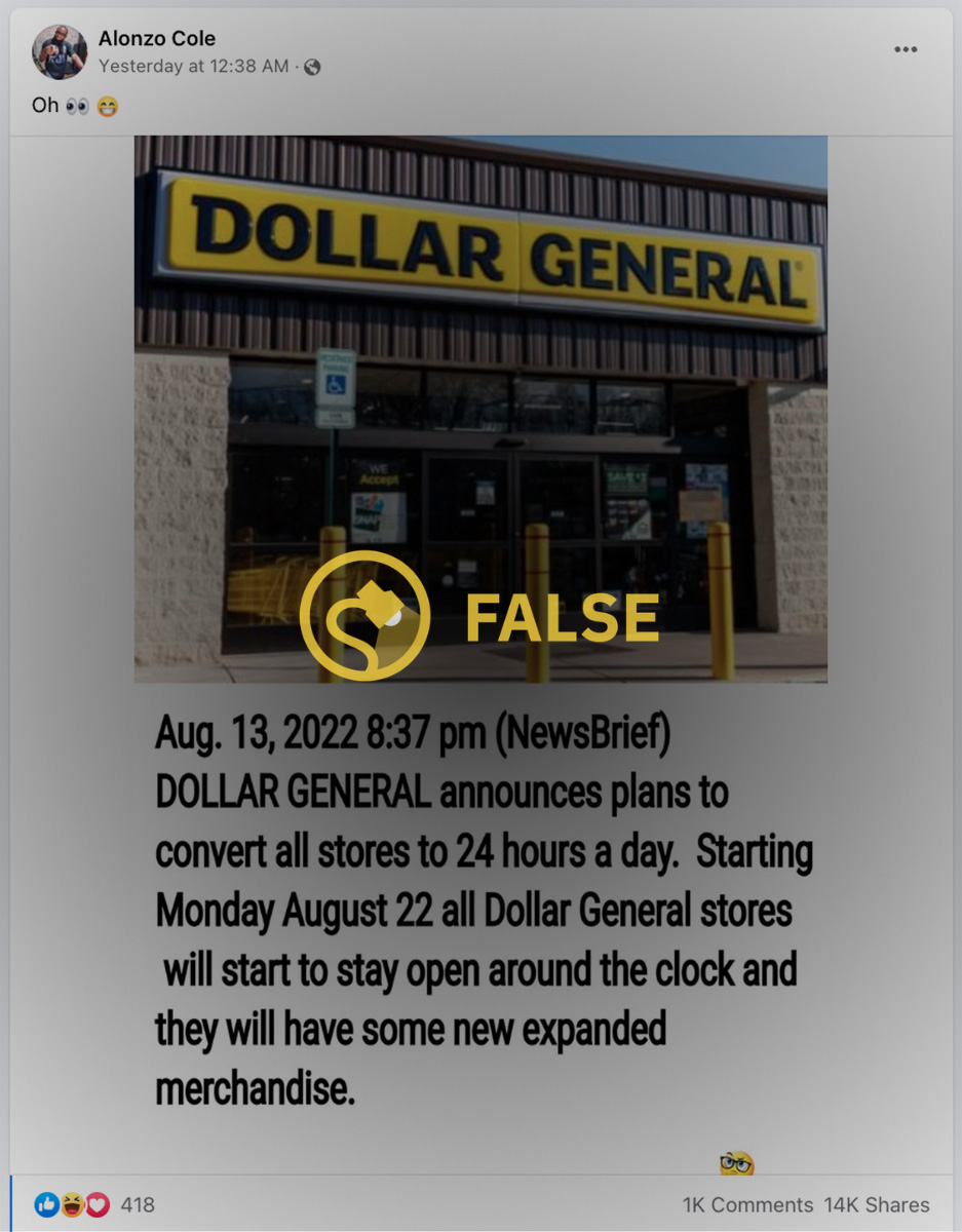 what time does dollar general close