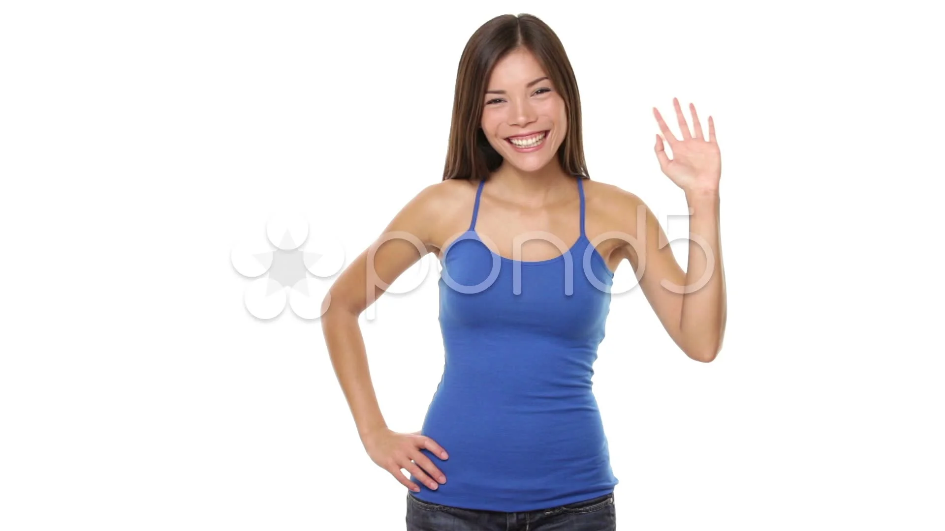 woman waving hello