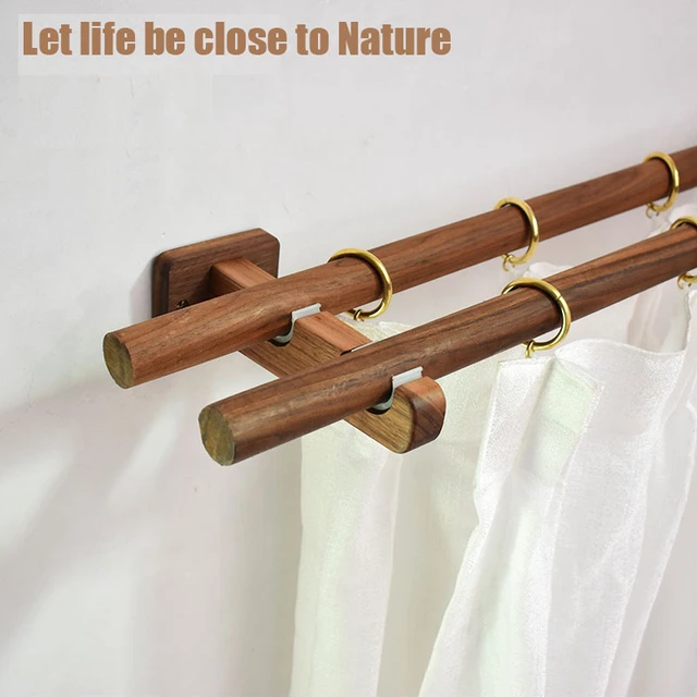 wooden double curtain pole