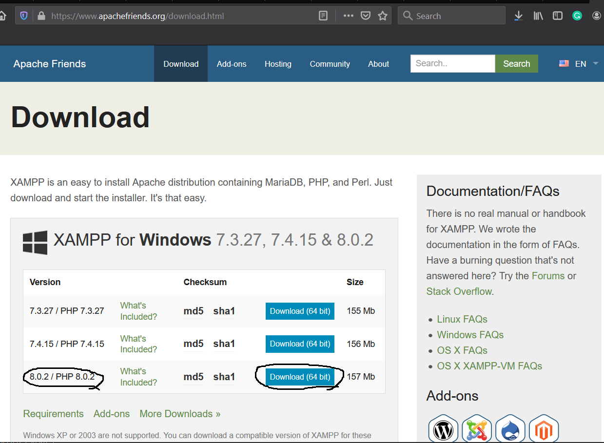 xampp download for windows 7