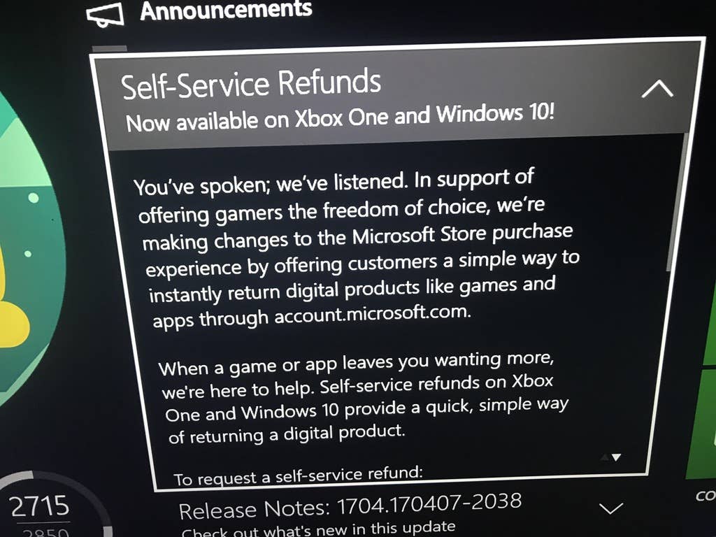 xbox store game refund