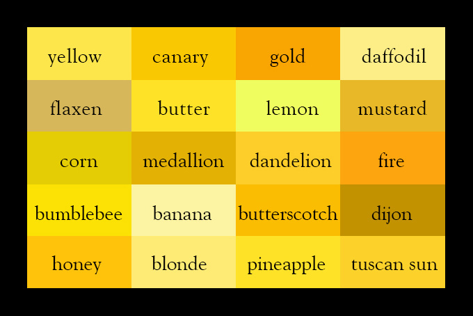 yellow synonyms