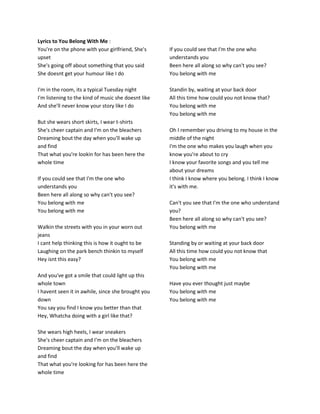 you you belong with me lyrics