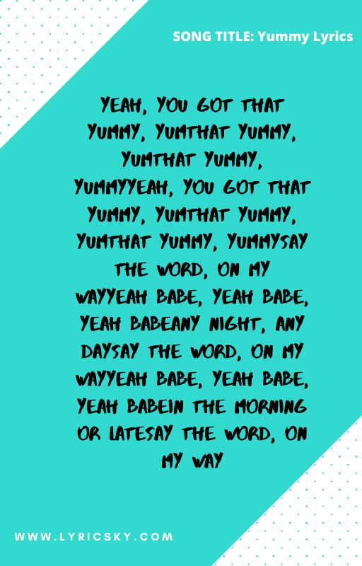 yummy song lyrics