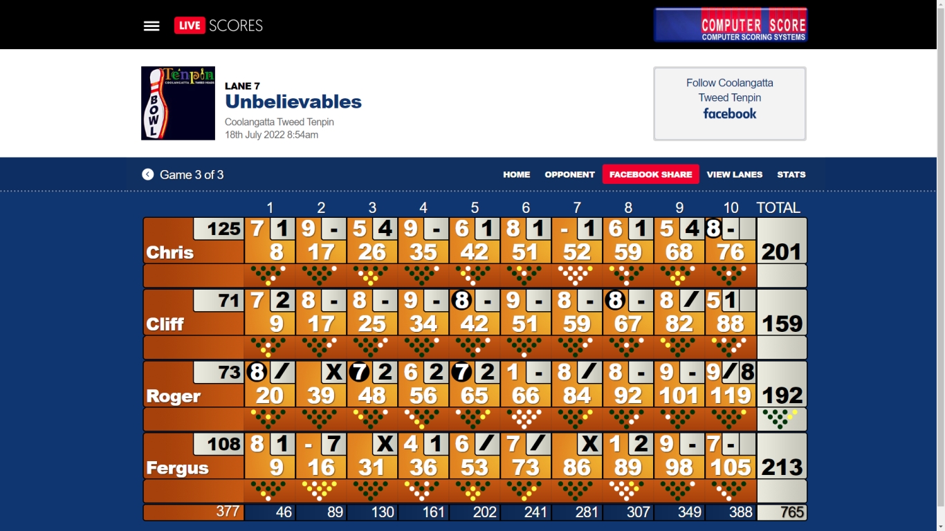 zone bowling access scores online